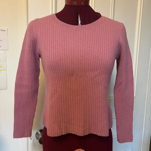 Vintage Pink Ribbed Wool Knit Sweater